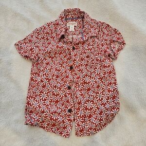 Cat & Jack Red Floral Short-Sleeve Button-Up Shirt for Men